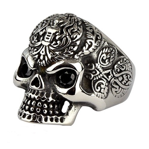 Ring Totenkopf Edelstahl mit Stein - vergleichen und g&uuml;nstig kaufen